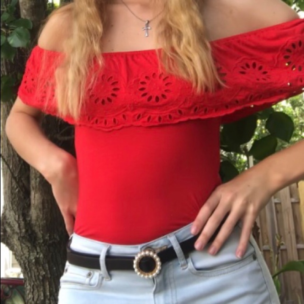 Forever 21 strapless red bodysuit